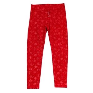 Aerie Thermal Waffle Red Snowflake Print Pajama Lounge Pants